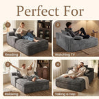 Boneless Chaise Lounge Couch Indoor, Oversized Corduroy Upholstered Sofa Bed - Image 3