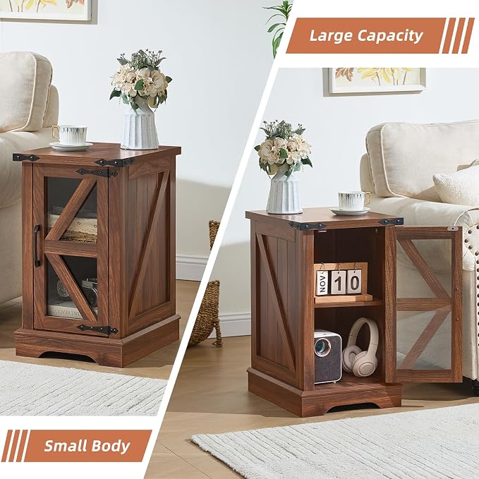 Joaxswe Narrow Night Stand Set 2, Farmhouse Side End Table - Image 7