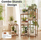 Bamworld Plant Stand Indoor Corner Plant Shelf Wood Plant Holder - Image 2