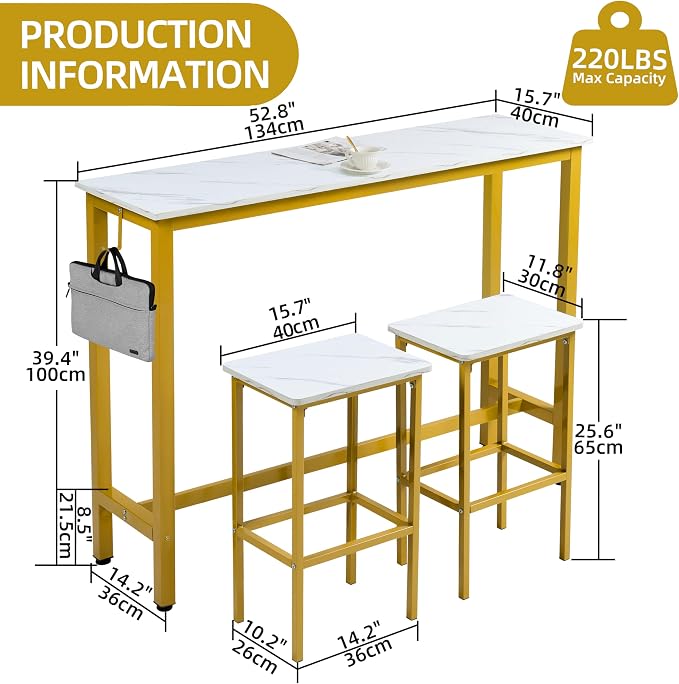 Finnhomy 52.7" Industrial Bar Table Set - Image 5