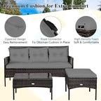 Tangkula 3 Pieces Patio Conversation Set, All Weather Outdoor PE Rattan Wicker - Image 9