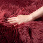 Ashler Faux Fur Rug, Deep Red Area Rugs, Fluffy Sheepskin Fur Rug, Fuzzy Ultra - Image 5