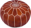 Marrakesh Gallery Genuine Leather Round Pouf Cover by MarrakeshGallery