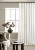 90 Inches Long Linen Curtains 60 Inch Width Pinch Pleated Beige White | Ivory by Twodrapes