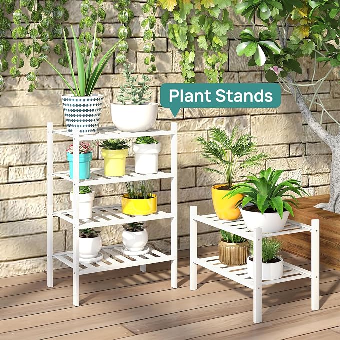 viewcare White Small Shoe Rack for Entryway, 2-Tier Bamboo Shoe Organizer for - Image 5