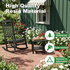 3 Piece Outdoor Rocking Bistro Set, Rocking Chairs Outdoor Furniture, Resin - Image 6