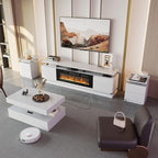 4-Piece Modern Living Room Table Set, Includes High Gloss 70" Fireplace TV Stand - Image 2