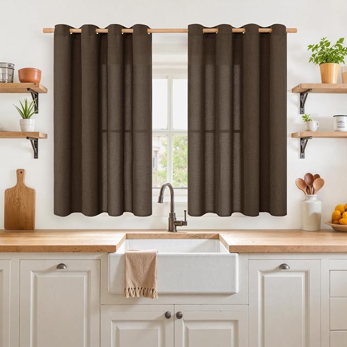 YoungsTex Short Linen Curtains 45 Inch Length - Image 2
