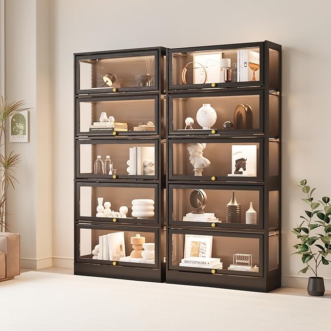 Display Cabinet with Acrylic Glass Doors, 5-Tiers Curio Cabinet with LED - Image 3