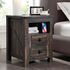T4TREAM Farmhouse Nightstand Set of 2, Rustic End Table - Image 2