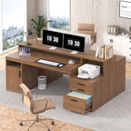 YOMILUVE Computer Desk with 3 Drawers & Storage Shelves, 65 Inch Home Office - Image 8