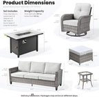 ovios 7 Pieces Patio Furniture Set, Outdoor Wicker Sofa Couch - Image 9
