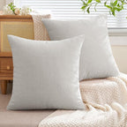MIULEE Light Grey Chenille Couch Euro Throw Pillow Covers, 22x22 | Set of 2 - Image 7