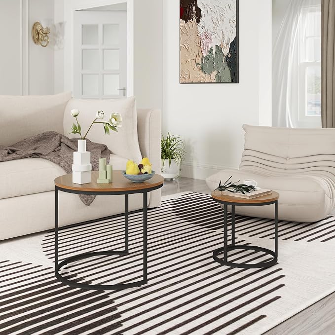 Otterease Nesting Tables Set of 2, Round Coffee Table, Small Nesting Coffee - Image 5