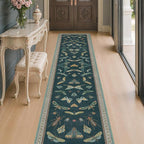 2x10 Hallway Runner Rug, Washable Foldable Green Boho Carpet by HazoHaus