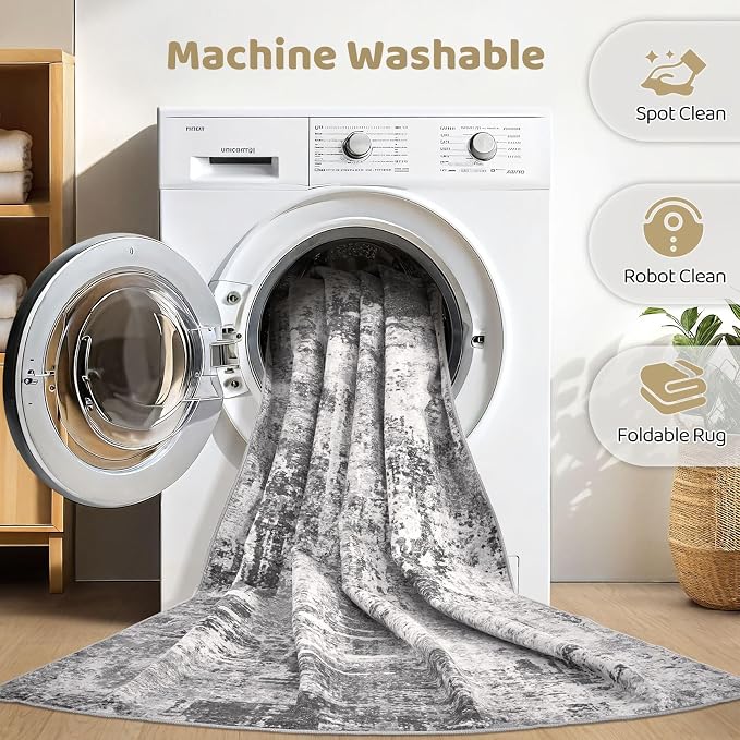 LOONGRUG 10x13 Area Rug Washable Large Neutral Modern Living Room Rug | - Image 2