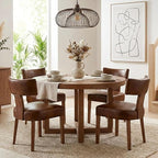 HNY Century Modern Dining Chairs Set of 4, Farmhouse PU Leather Upholstered by HNY