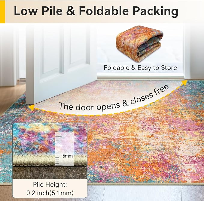 RELEANY Washable 9'x12' Abstract Area Rug - Image 7