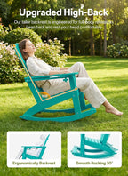 Outdoor Oversized Adirondack Rocking Chairs, All Weather HDPE Patio Rocking - Image 4