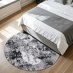 Rugflix Round Area Rugs 6Ft for Living Room, Washable Black Grey Circle Rug | - Image 3