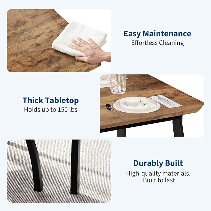 Dining Table for 4, 3-Piece Kitchen Table Set for 4 - Image 3