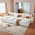 Cloud Couch Sectional 146.5'' Oversized Modular Deep Seat Sofa Bed Comfy White by VORTHIOHOME