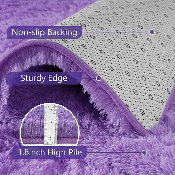 5x7 Purple Fluffy Soft Area Rug Non-Slip - Image 6