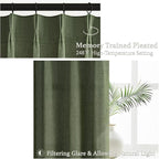 Dark Green Textured Linen Blend Curtains 102 Inches Long - Image 3