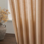 Extra Long Camel Linen Curtain 108 Inches Long 2 Panels Set Back Tab Drapes - Image 3