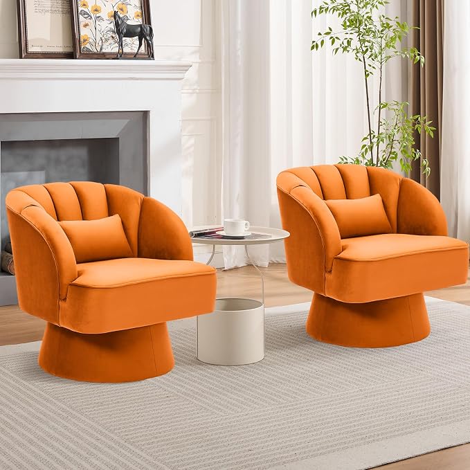 Garvee Ultra-Plush Swivel Accent Chair, 360° Barrel Lounge Chair - Image 2