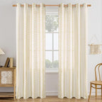 BGment Mustard Yellow Vintage Floral Linen Curtains - Image 9