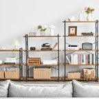 HCHQHS Bookshelf, 5-Tier Industrial Bookcase, Rustic Open Book Shelf, - Image 6