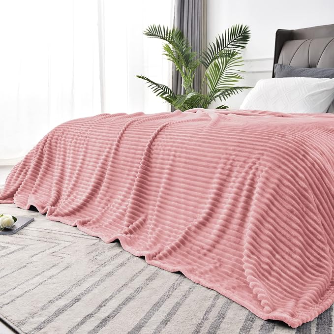 BEDELITE 3D Ribbed Jacquard Pink Full Size Blankes by BEDELITE