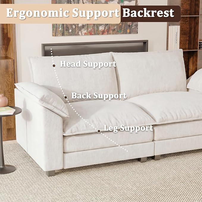 Modern Loveseat Sofa Chenille Cloud Couch - Image 6