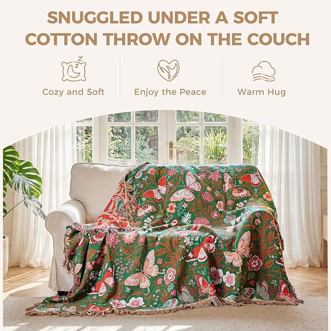 LUTBM Boho Throw Blanket for Bed Cotton Summer Blankets for Bedroom Living Room - Image 4