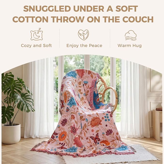 LUTBM Boho Throw Blanket for Couch Sofa Chair Cotton Summer Blankets for - Image 5