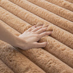 Coffee Rabbit Striped Plush Rug 2'x3', Fluffy Shaggy Area Rug - Image 5