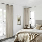 Oatmeal Blackout Pinch Pleat Linen Curtains 105 Inches Long - Image 6