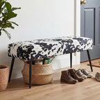 DUHOME Velvet Bench Ottoman, Upholstered Bedroom Benches Cow Print End of Bed - Image 4