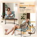 VINGLI 28" Wide Plush Upholstery Sling Modern Accent Chairs Set of 2, Reading - Image 3