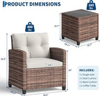 Garvee Outdoor Wicker Chairs, 3 Pieces Patio Furniture Set, All Weather High - Image 2