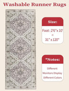 SERISSA 2'6"x10' Washable Non Slip Boho Runner Rug - Image 2