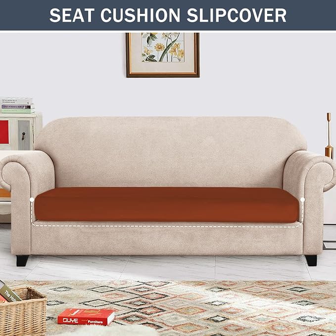 Stretch Cushion Cover, Soft Velvet Plush Cushion Slipcovers Loveseat Sofa - Image 2