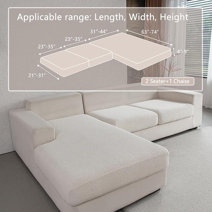 OHSIO Couch Cushion Covers for Sectional Sofa, Stretch Soft Sofa Slipcovers - Image 2