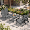 SERWALL Outdoor Patio Adirondack Set, 2 Folding Adirondack Bench & 1 Coffee by SERWALL