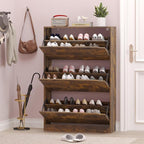 BORNOON Shoe Cabinet with 3 Flip Drawers, Hidden Wood Shoe Cabinet, - Image 7