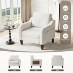 Accent Chair for Living Room Modern Linen Upholstered Armchair Side Wooden - Image 6