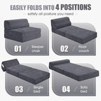 Kasunpul Folding Sofa Bed with Pillow, Memory Foam Fold Out Chair Bed, - Image 5