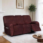 ANARACHON Leather Look Recliner Couch Cover, 8-Pieces Stretch Recliner Sofa - Image 2