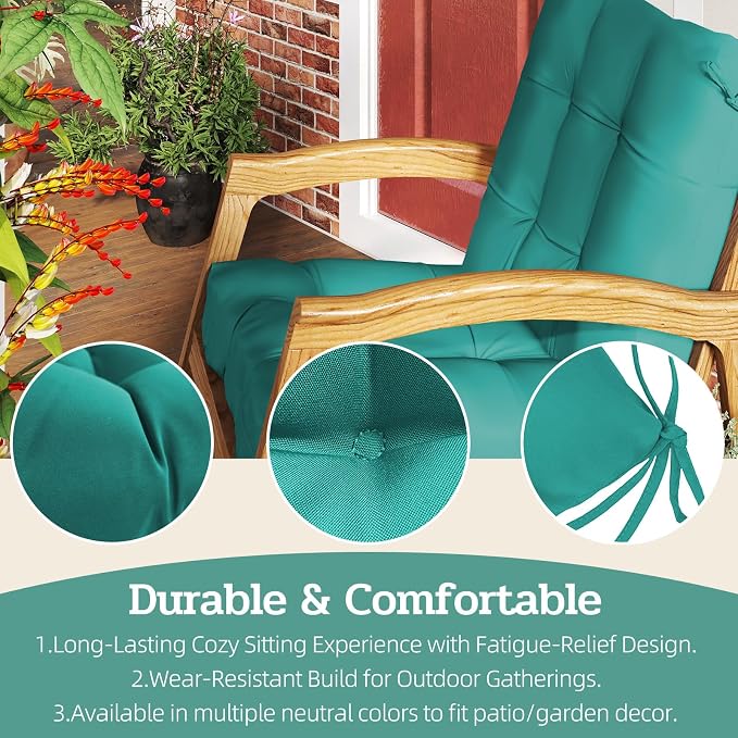Outdoor Chair Cushion, High Back Soft Seat Pad - Image 6